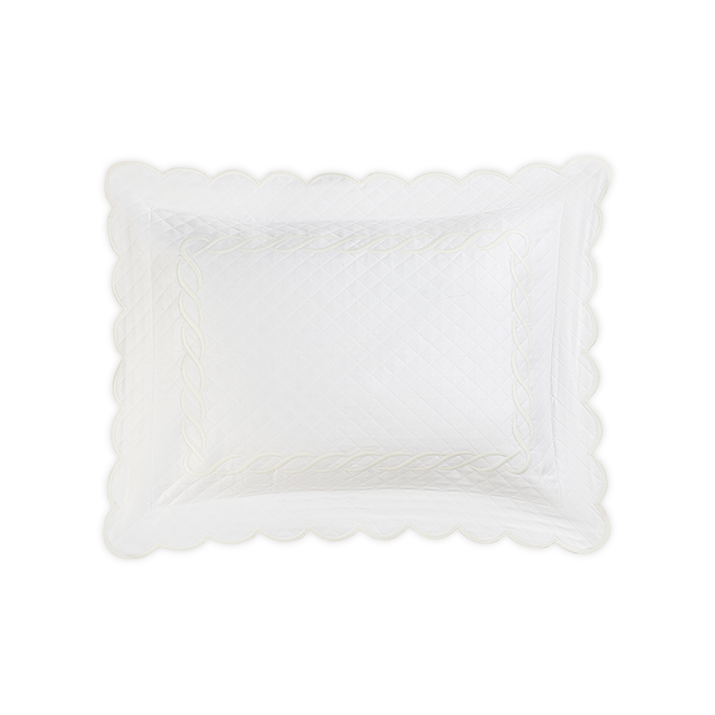 Silo of Matouk Classic Chain Scallop Matelassé Bedding Boudoir Sham in White