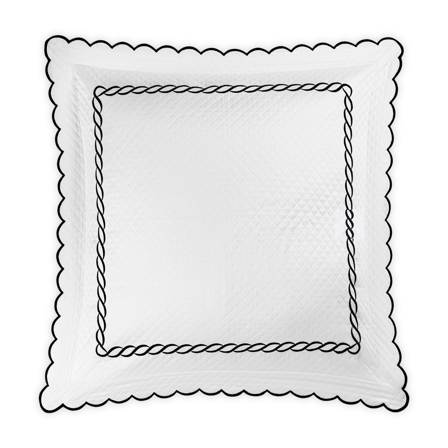 Silo of Matouk Classic Chain Scallop Matelassé Bedding Euro Sham in Black