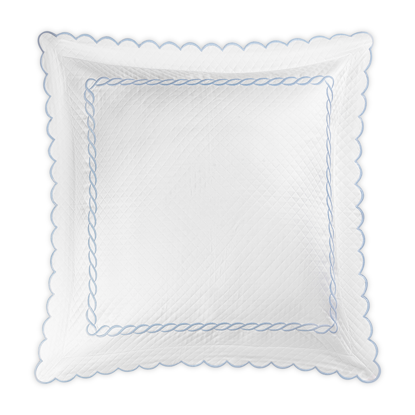 Silo of Matouk Classic Chain Scallop Matelassé Bedding Euro Sham in Light Blue