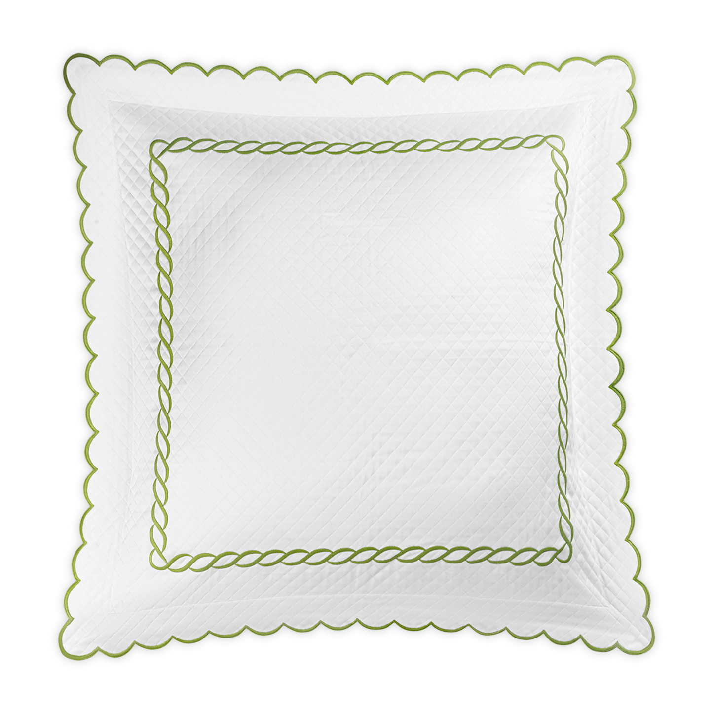 Silo of Matouk Classic Chain Scallop Matelassé Bedding Euro Sham in Spring Green