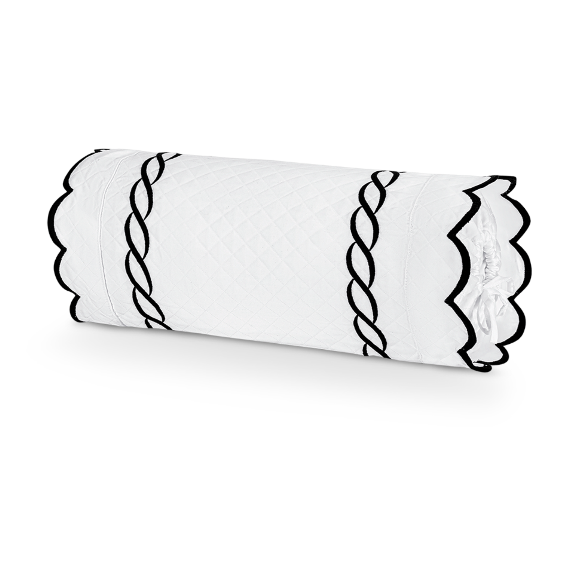 Silo of Matouk Classic Chain Scallop Matelassé Bedding Neckroll in Black