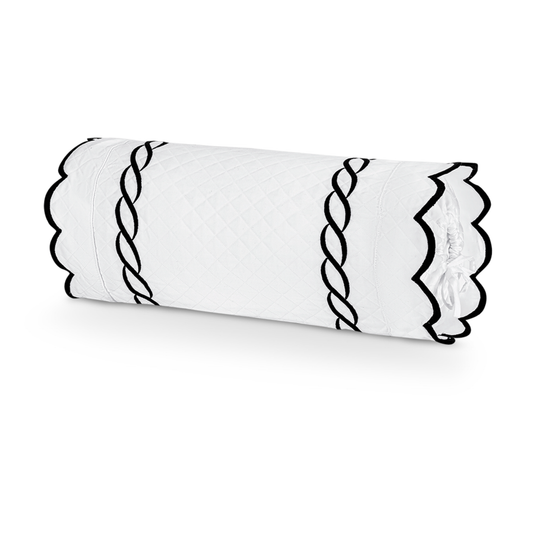 Silo of Matouk Classic Chain Scallop Matelassé Bedding Neckroll in Black