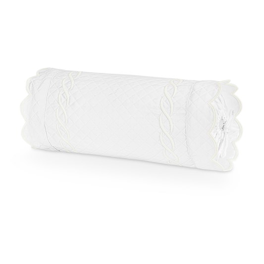 Silo of Matouk Classic Chain Scallop Matelassé Bedding Neckroll in White