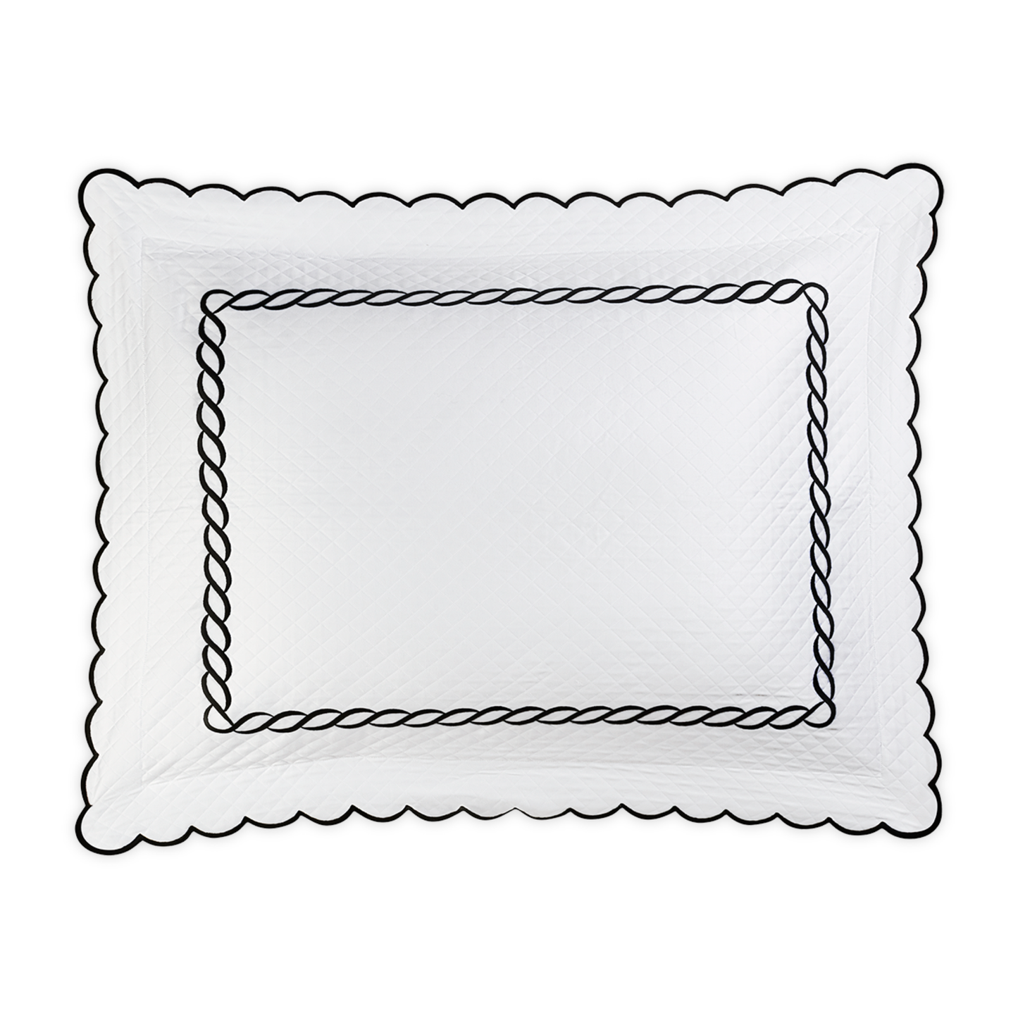 Silo of Matouk Classic Chain Scallop Matelassé Bedding Sham in Black