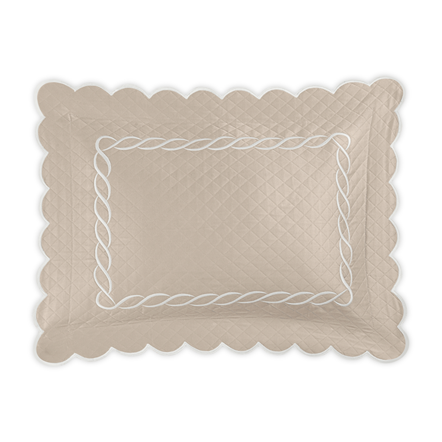 Silo of Matouk Classic Chain Scallop Matelassé Bedding Sham in Dune/Bone Fine Linens