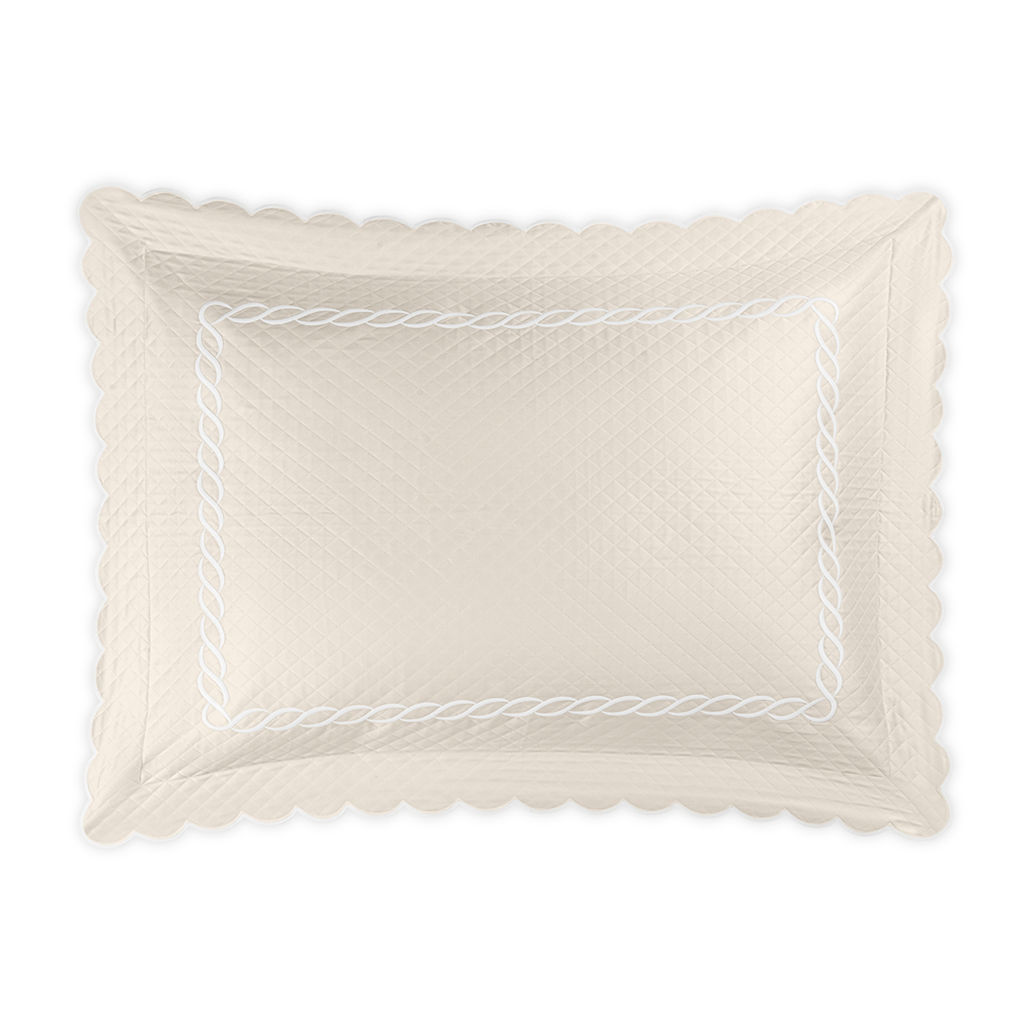 Silo of Matouk Classic Chain Scallop Matelassé Bedding Sham in Ivory/White