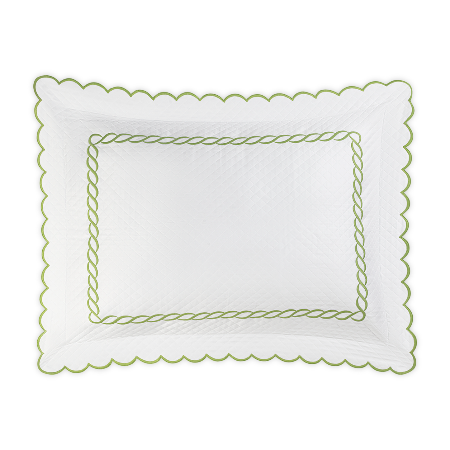 Silo of Matouk Classic Chain Scallop Matelassé Bedding Sham in Spring Green