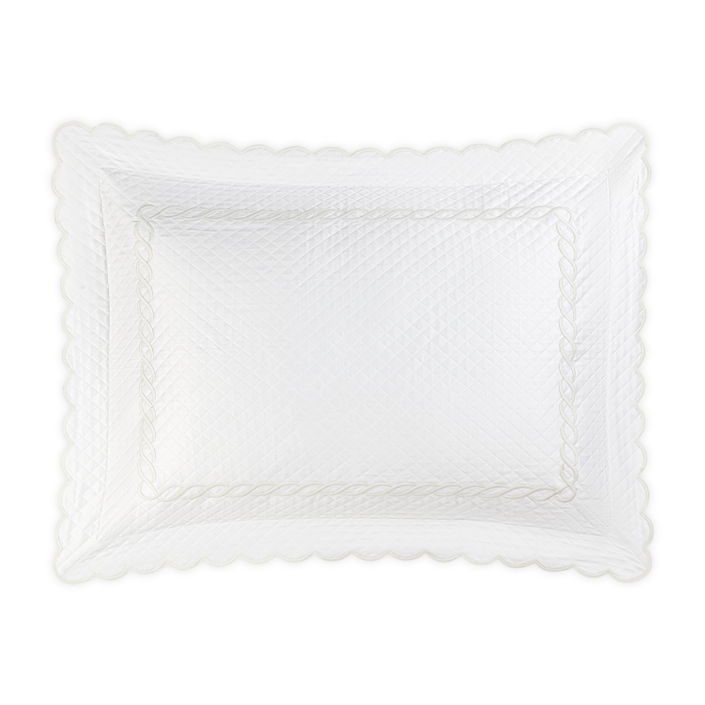 Silo of Matouk Classic Chain Scallop Matelassé Bedding Sham in White