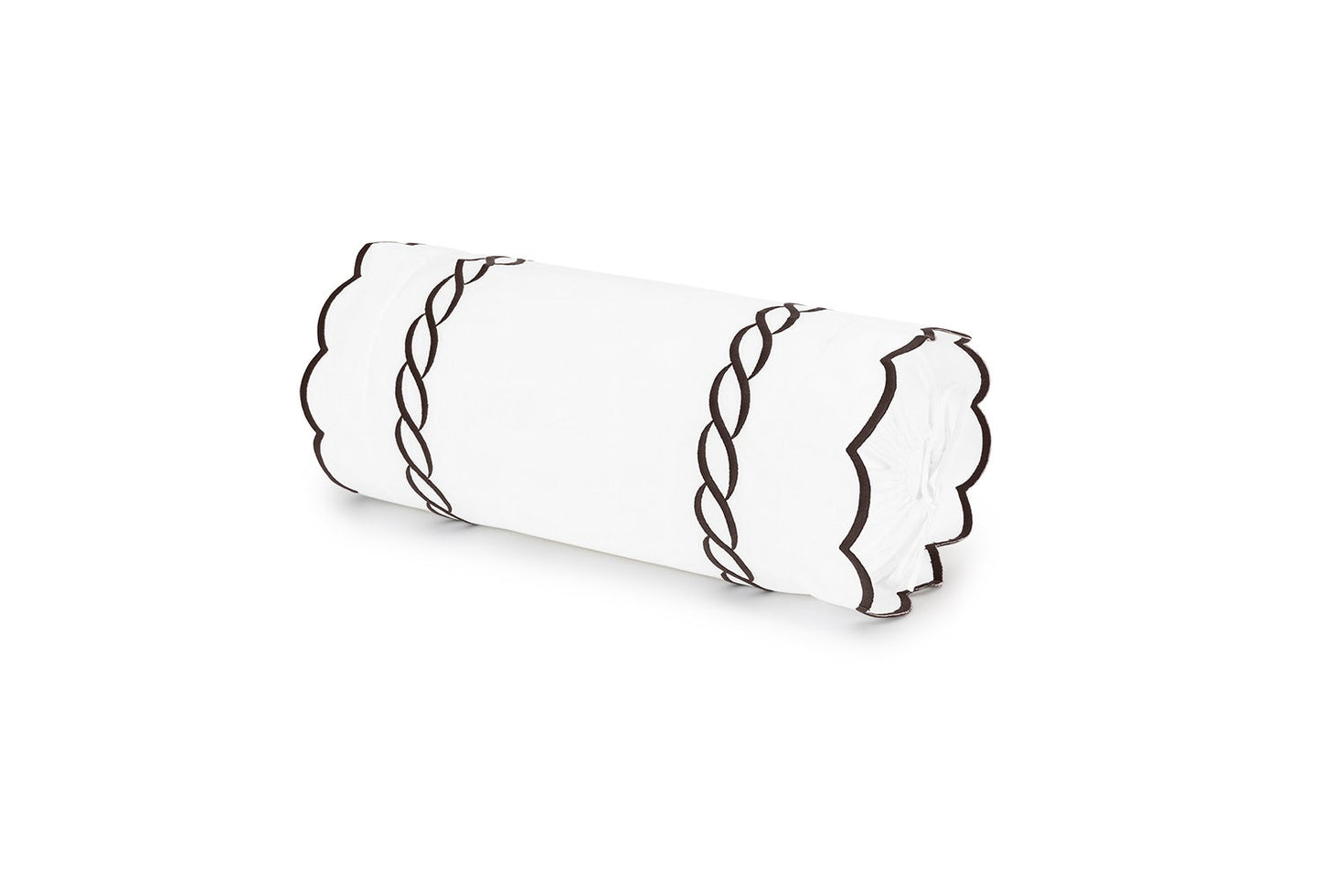 Matouk Classic Chain Scallop Neckroll Sham Mocha Fine Linens