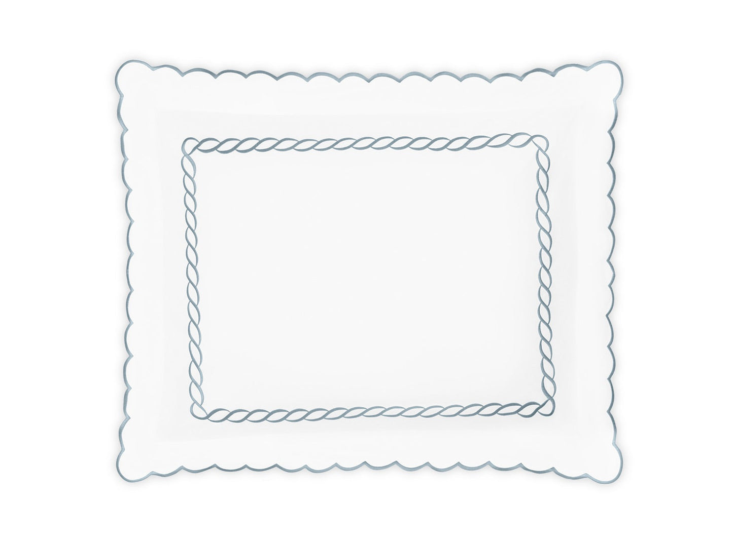 Matouk Classic Chain Scallop Sham Hazy Blue Fine Linens