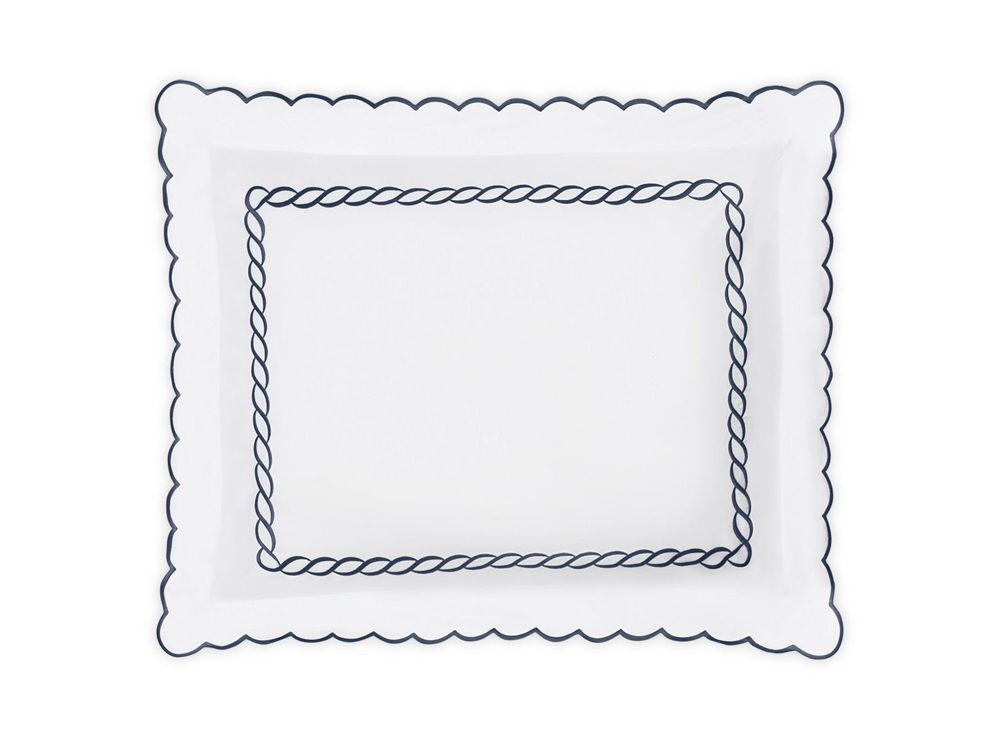 Matouk Classic Chain Scallop Sham Navy Fine Linens