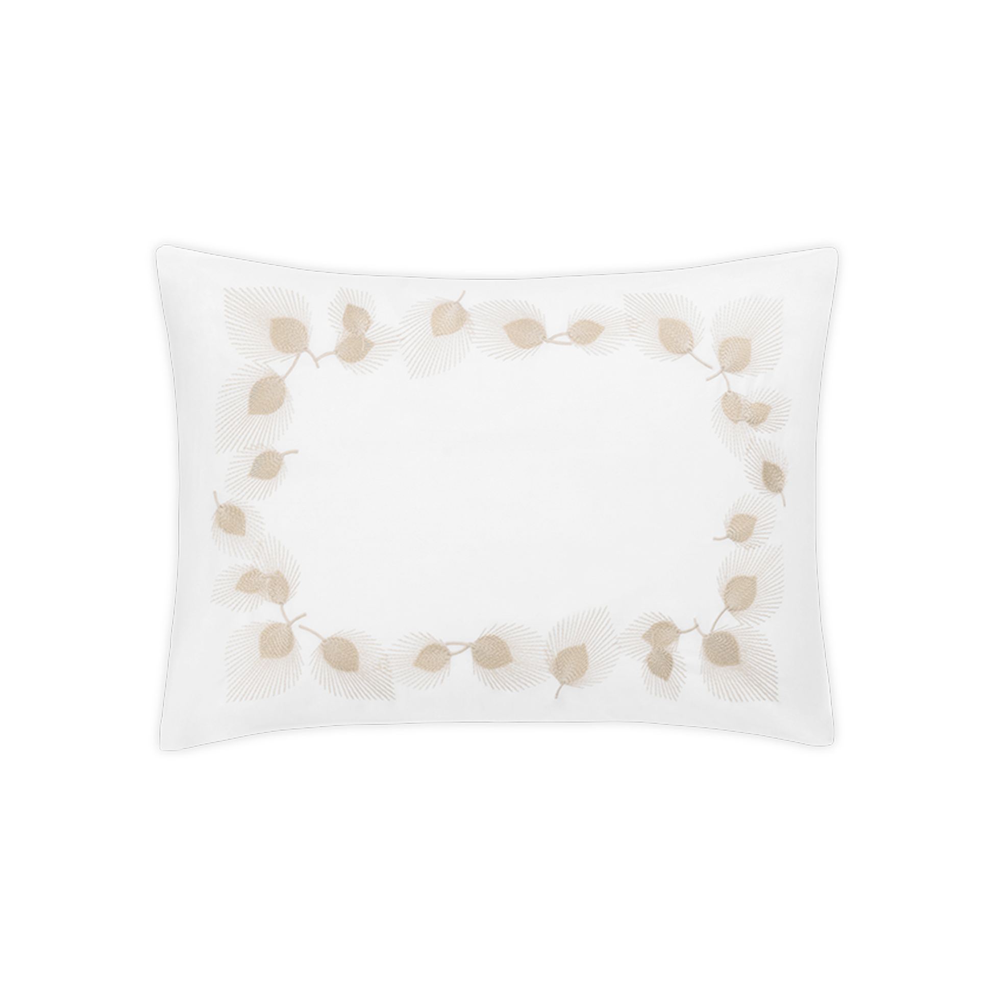 Boudoir Sham of Matouk Feather Bedding in Champagne Color