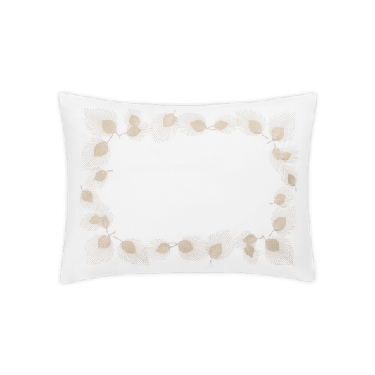 Boudoir Sham of Matouk Feather Bedding in Champagne Color