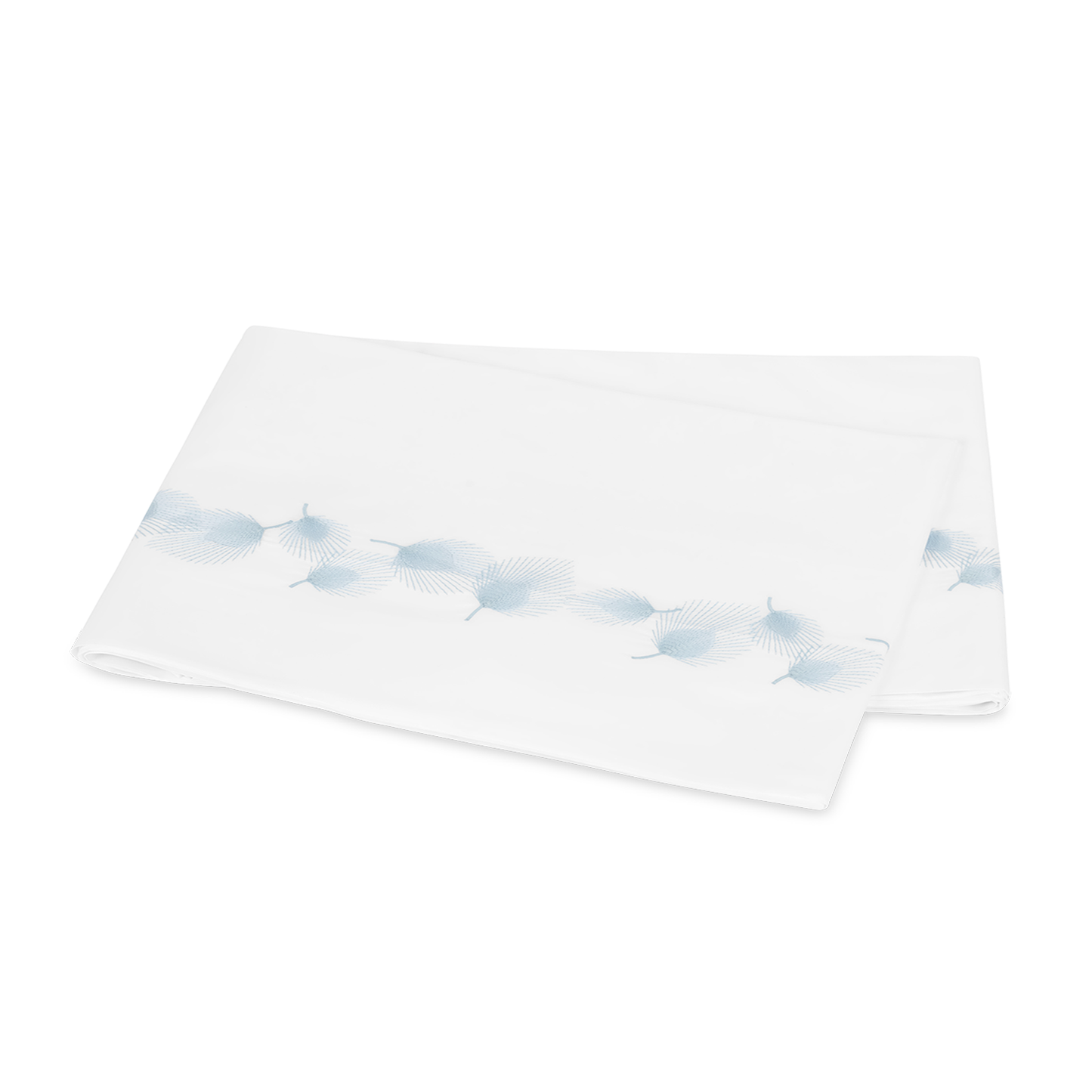 Flat Sheet of Matouk Feather Bedding in Blue Color