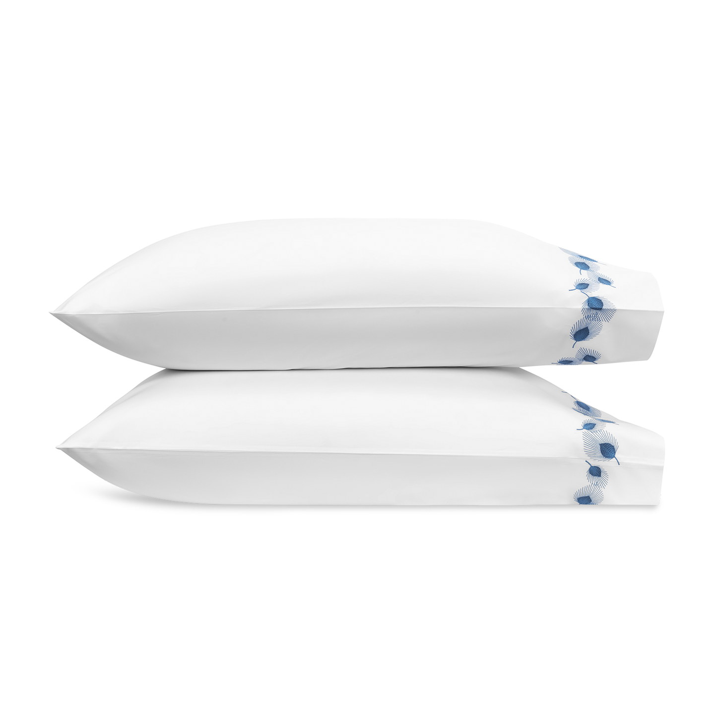 Pair of Pillowcase of Matouk Feather Bedding in Navy Color