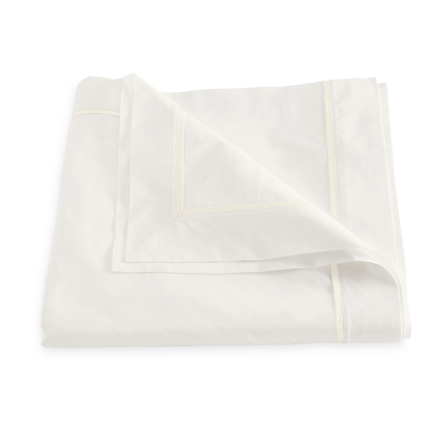 Folded Duvet Cover of Matouk Gatsby Bedding Ivory Ivory Color