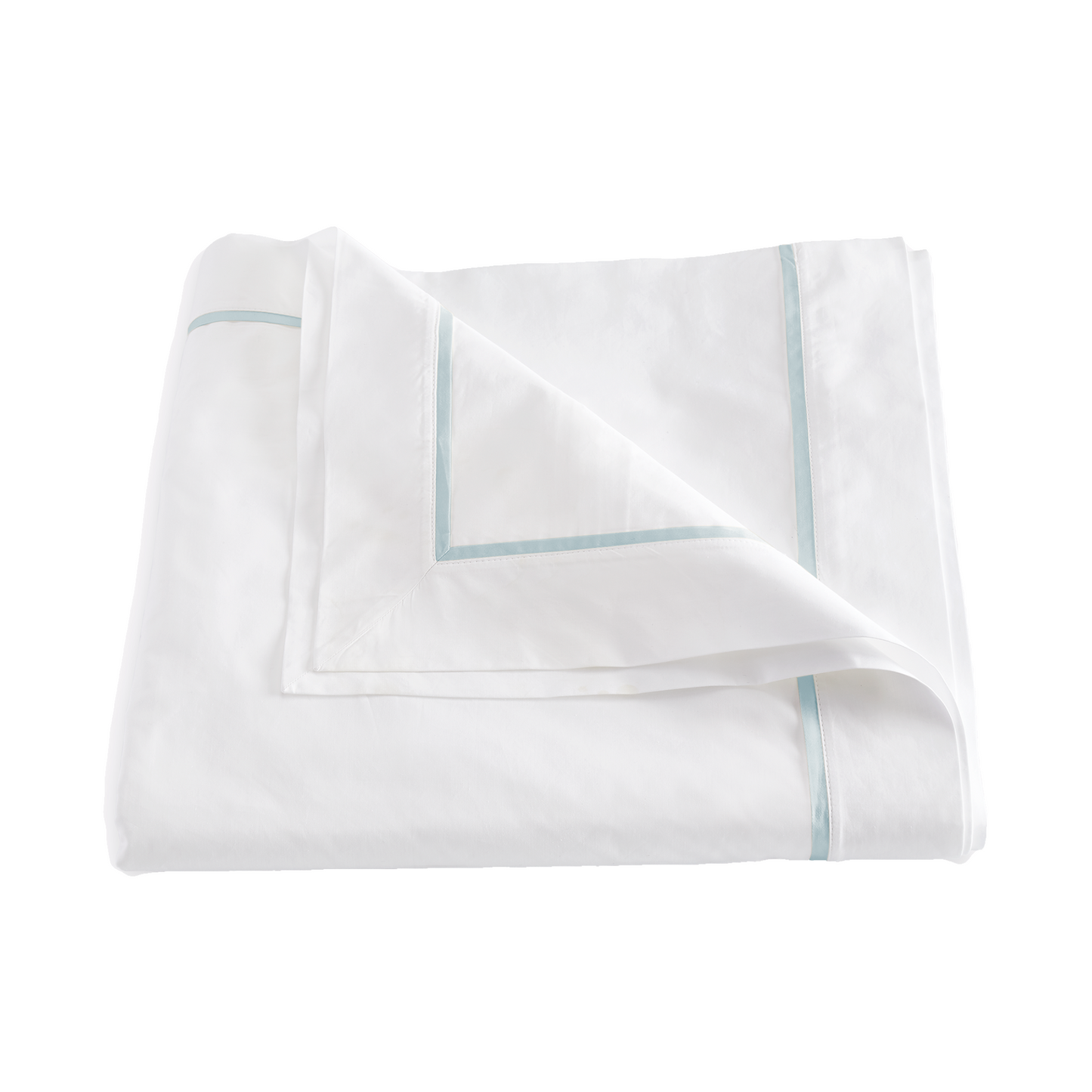 Folded Duvet Cover of Matouk Gatsby Bedding Pool Color
