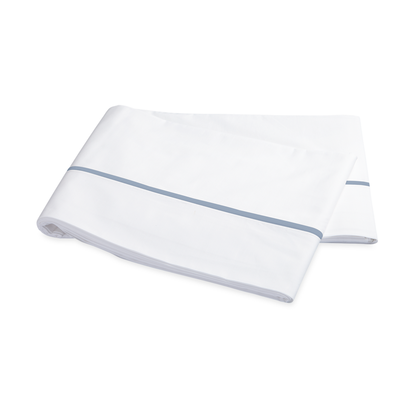 Flat Sheets of Matouk Gatsby Bedding Hazy Blue Color
