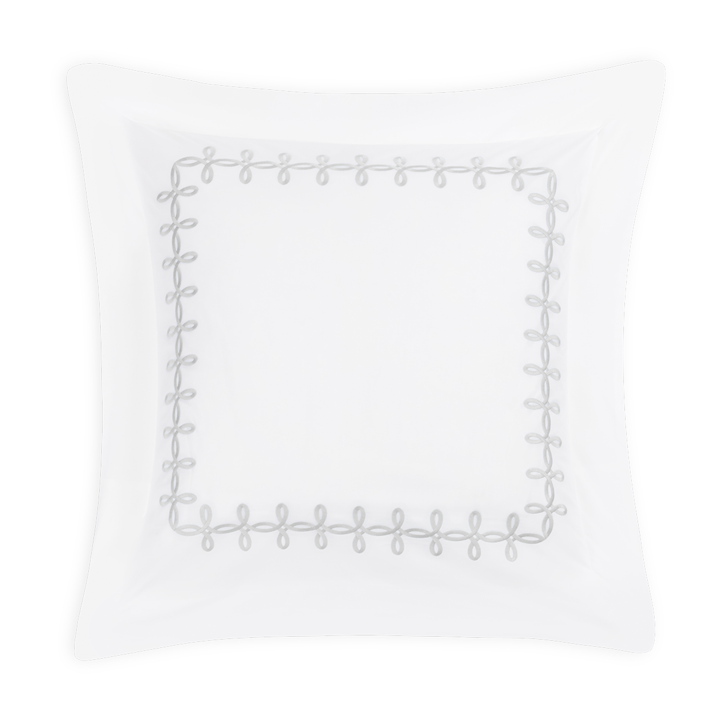 Euro Sham of Matouk Gordian Knot Bedding Silver Color