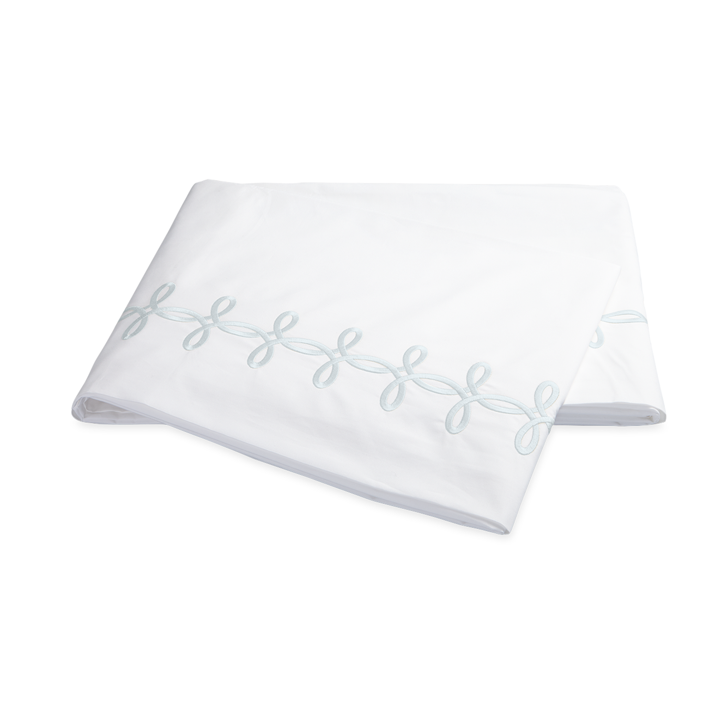 Folded Flat Sheet of Matouk Gordian Knot Bedding Blue Color