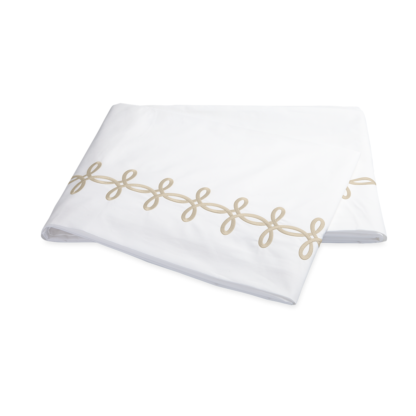 Folded Flat Sheet of Matouk Gordian Knot Bedding Blush Color