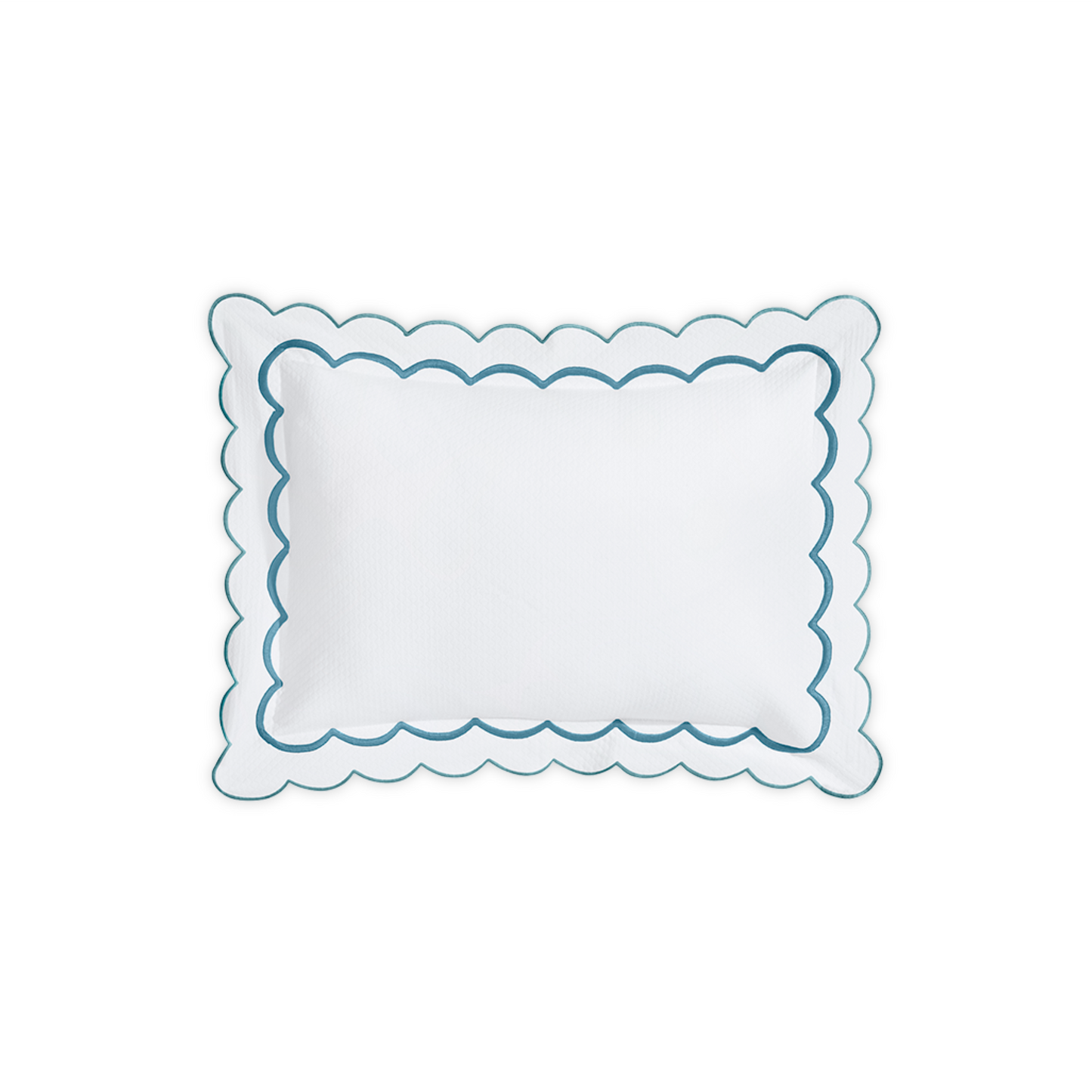 Top View of Matouk India Pique Bedding Boudoir Sham in Cerulean Color