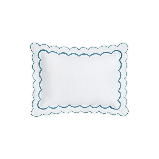 Top View of Matouk India Pique Bedding Boudoir Sham in Cerulean Color