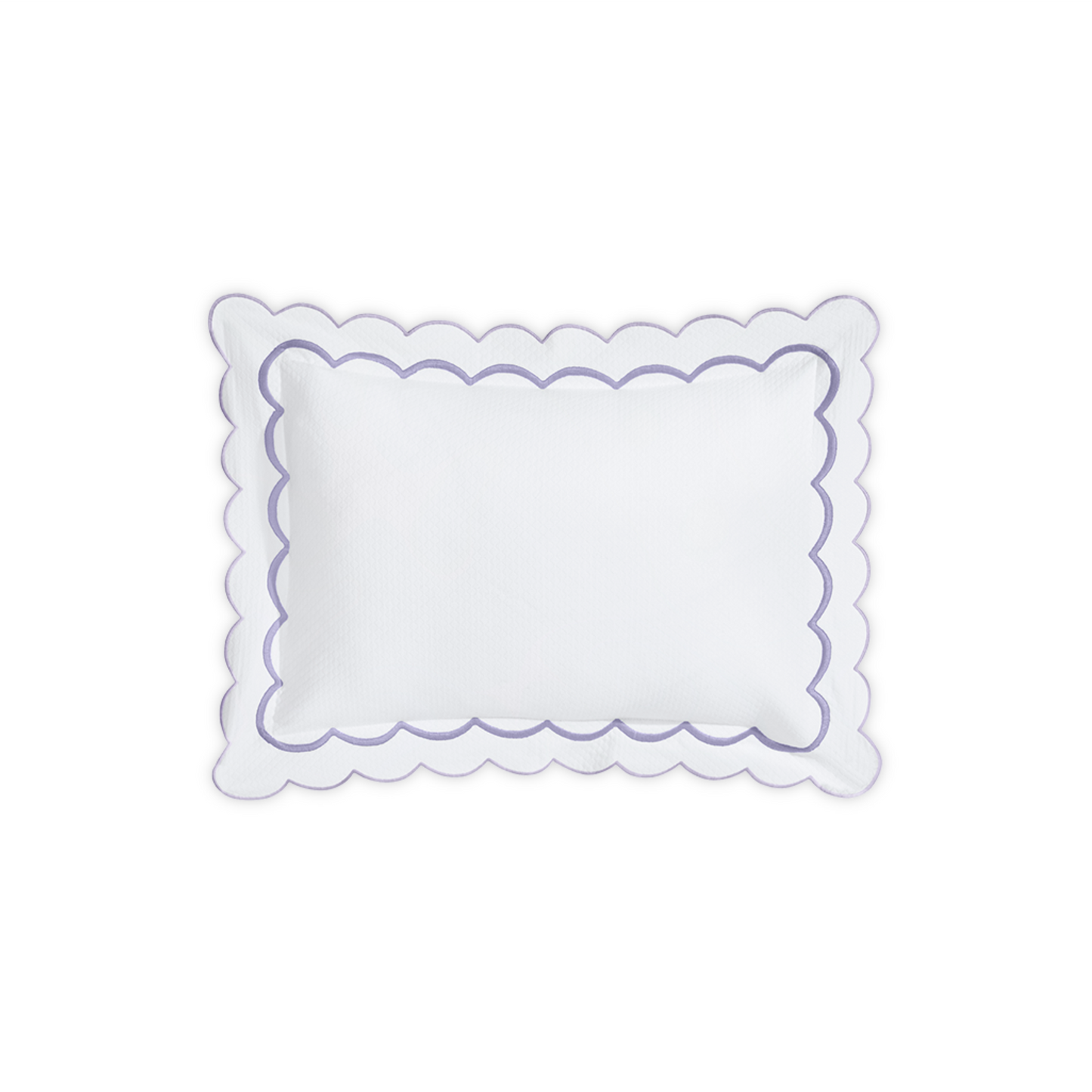 Top View of Matouk India Pique Bedding Boudoir Sham in Lilac Color