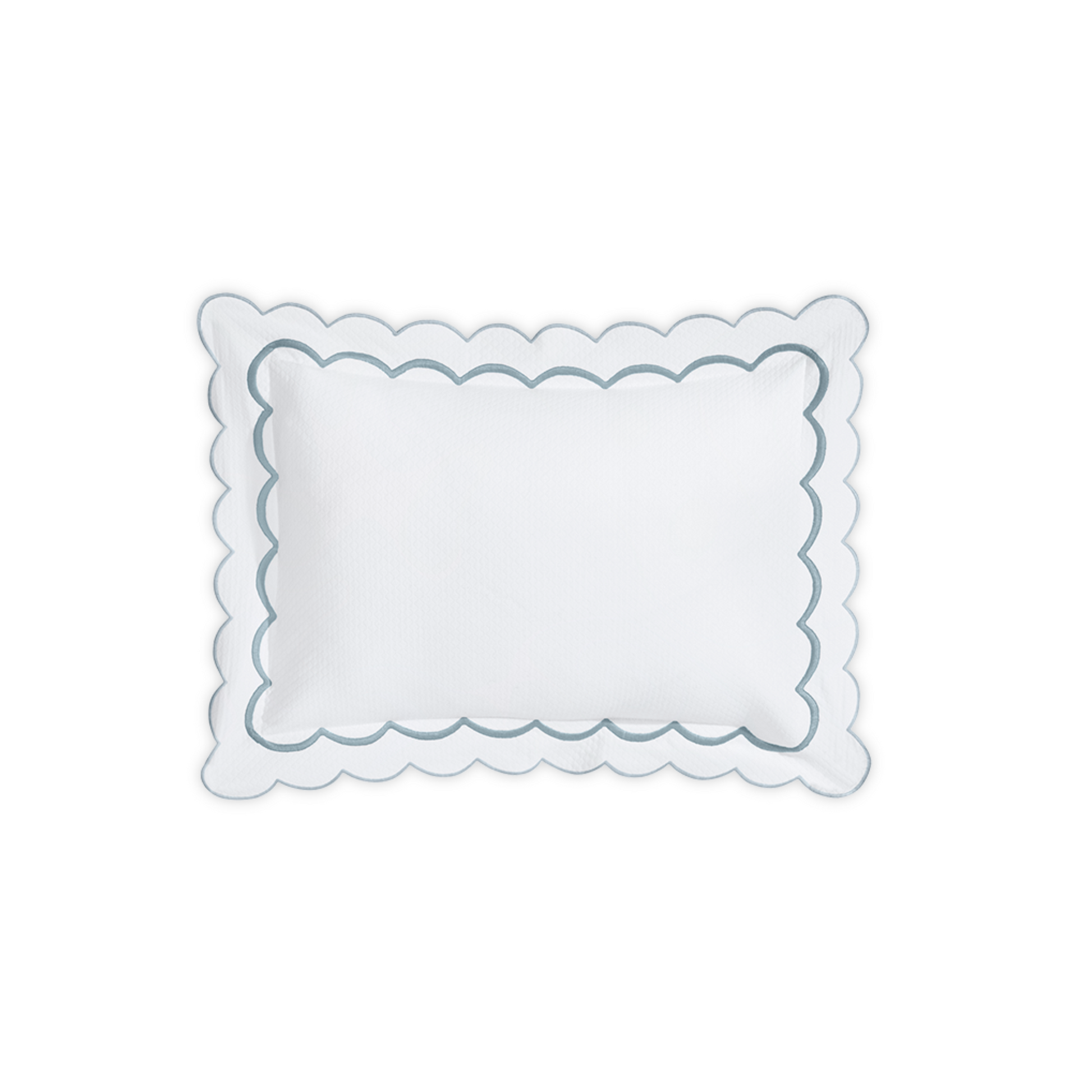 Top View of Matouk India Pique Bedding Boudoir Sham in Pool Color