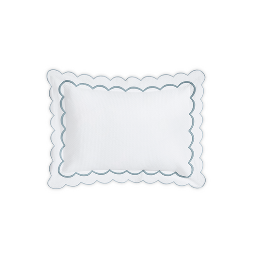 Top View of Matouk India Pique Bedding Boudoir Sham in Pool Color