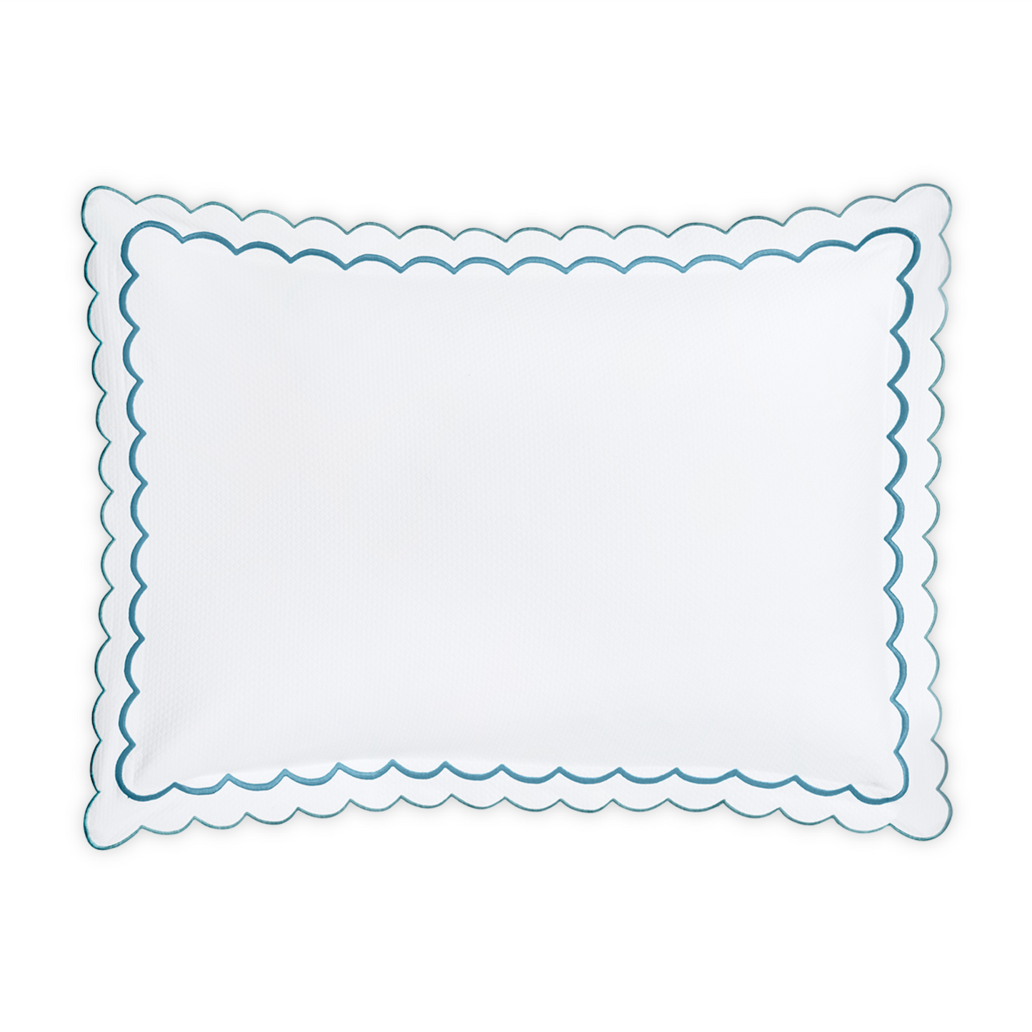 Top View of Matouk India Pique Bedding Standard Sham in Cerulean Color