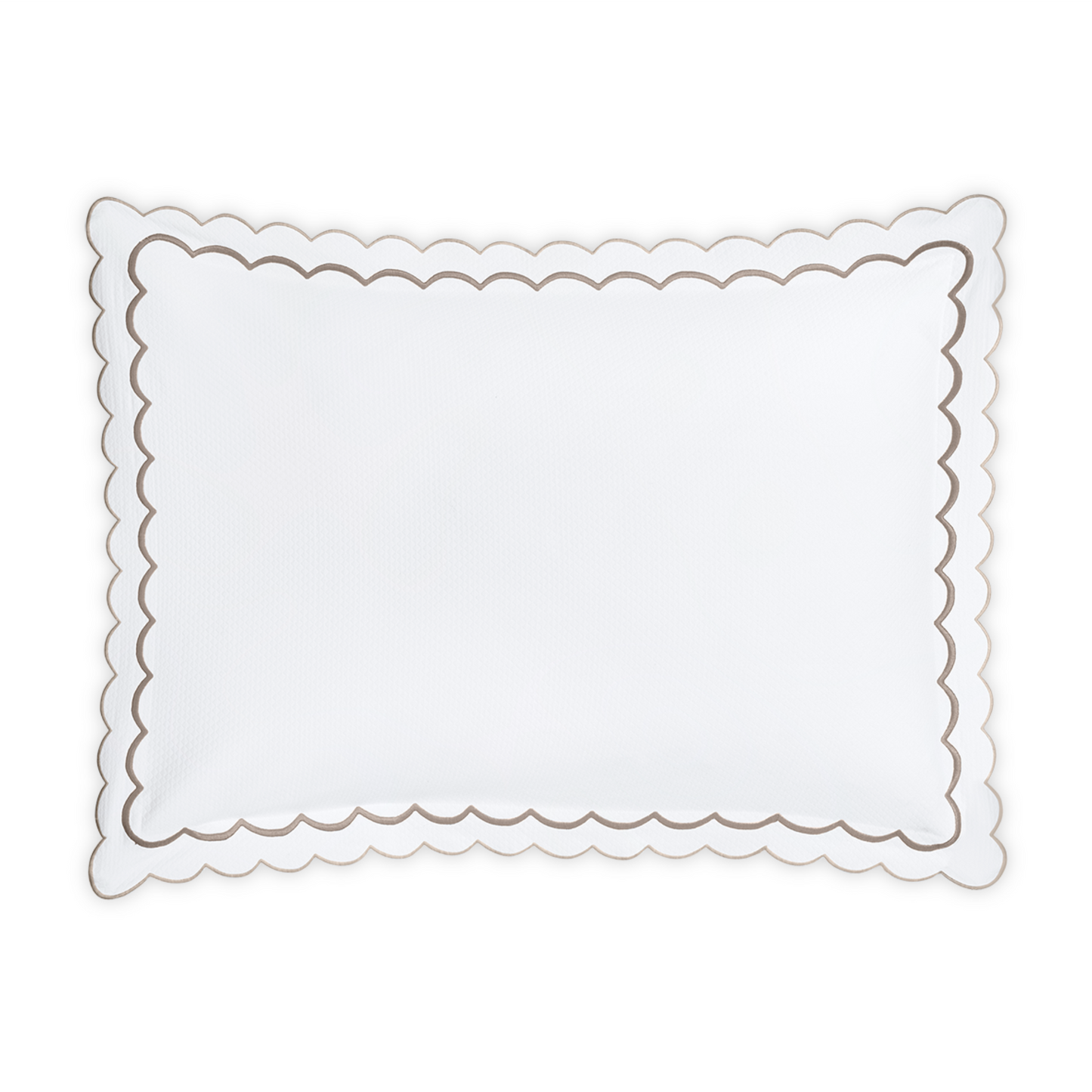 Top View of Matouk India Pique Bedding Standard Sham in Driftwood Color