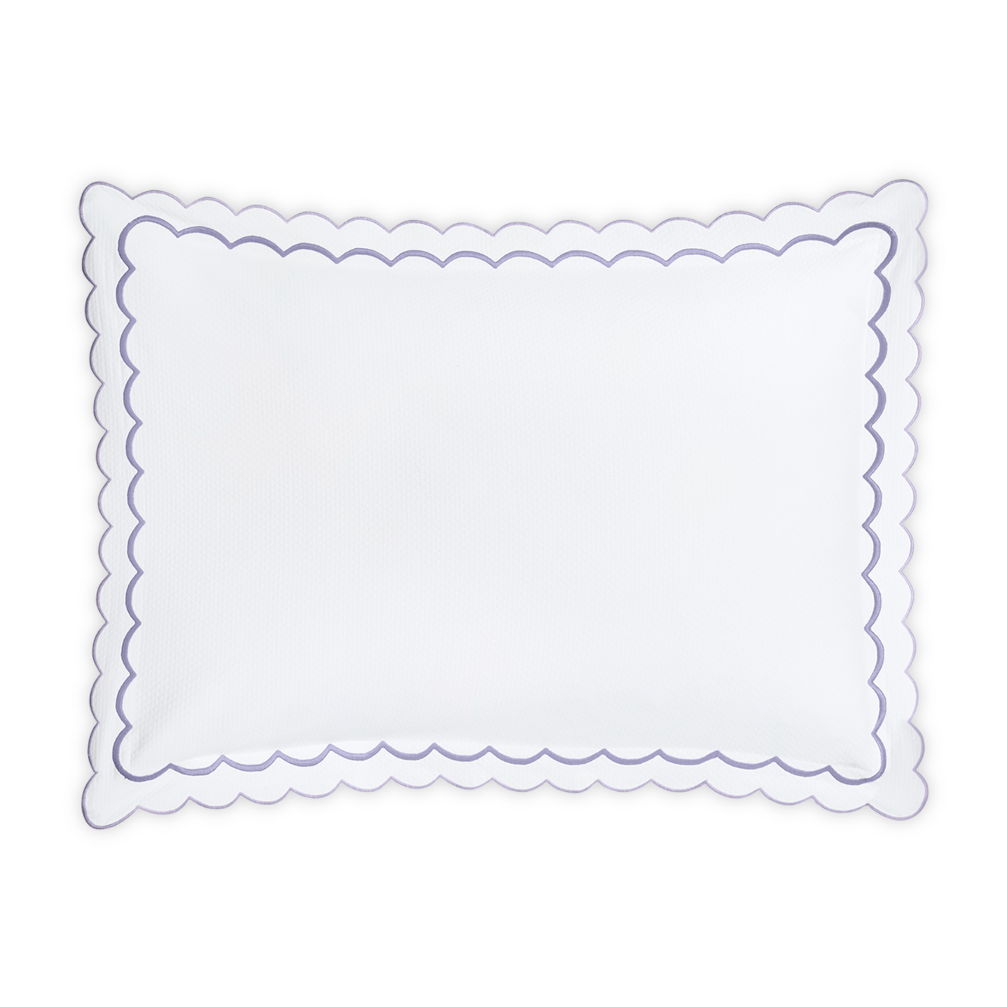 Top View of Matouk India Pique Bedding Standard Sham in Lilac Color