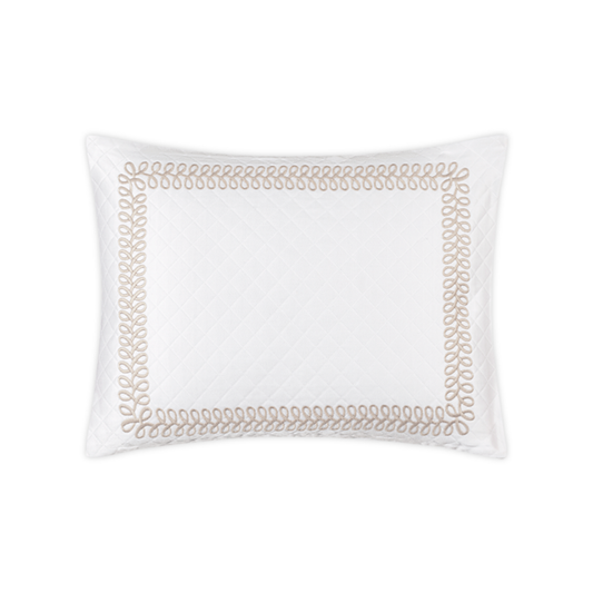 Boudoir Sham Silo of Matouk Schumacher Astor Braid Matelassé Bedding  in Dune Color