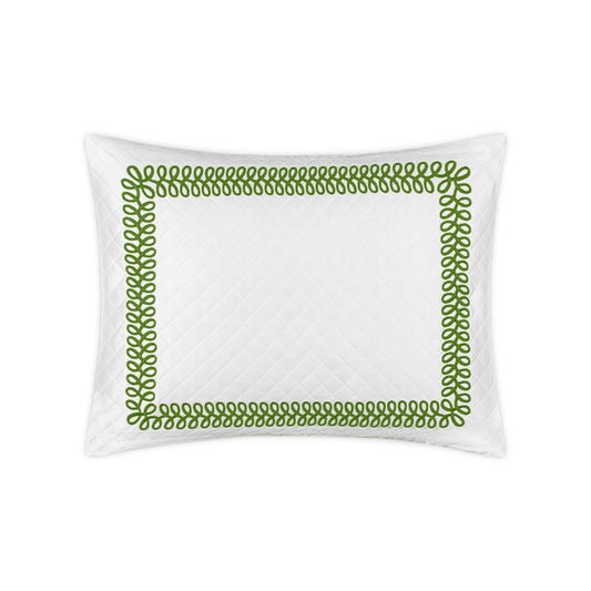 Boudoir Sham Silo of Matouk Schumacher Astor Braid Matelassé Bedding in Grass Color