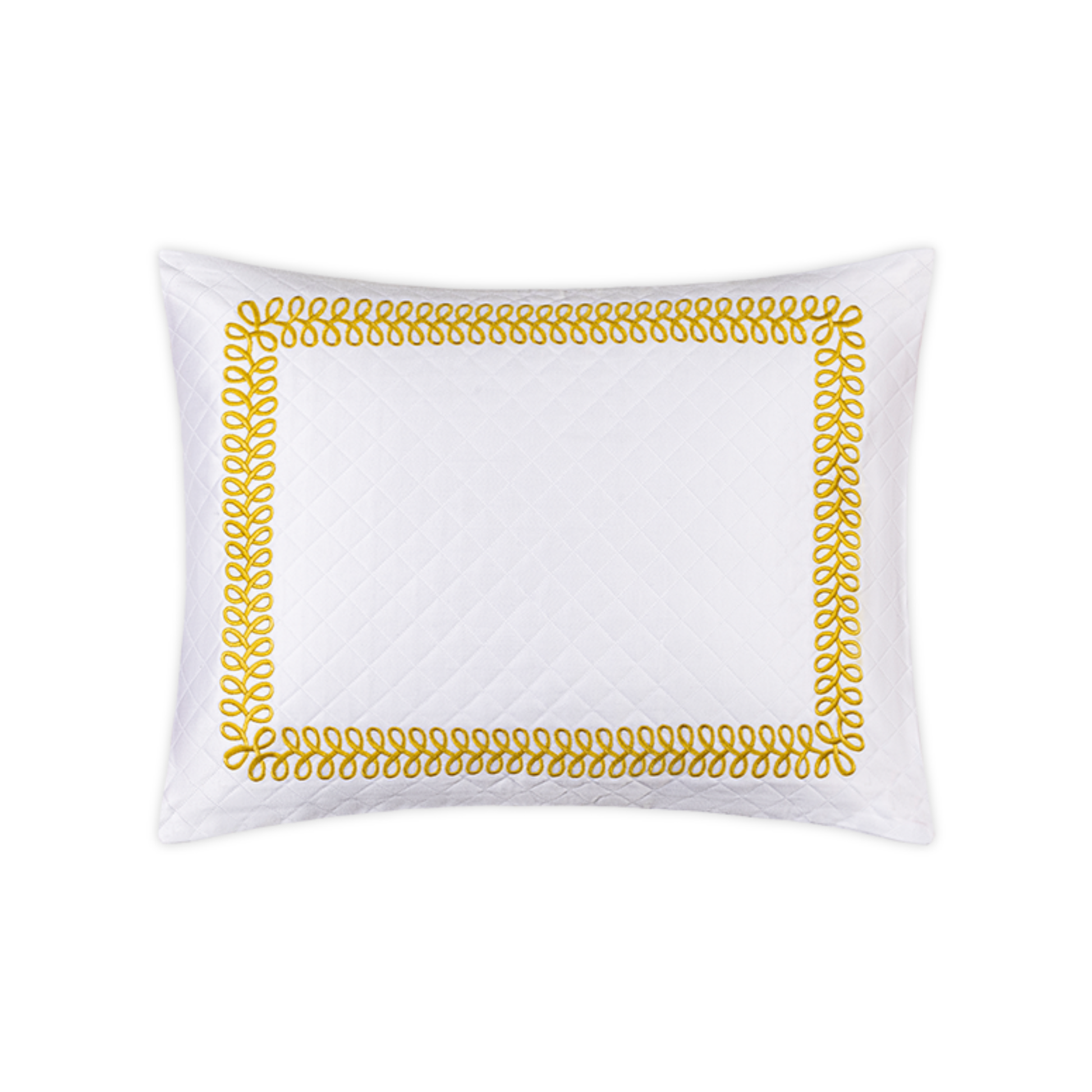 Boudoir Sham Silo of Matouk Schumacher Astor Braid Matelassé Bedding in Lemon Color