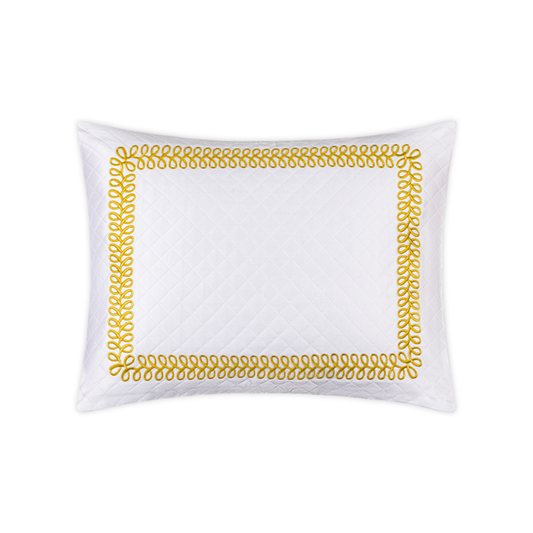 Boudoir Sham Silo of Matouk Schumacher Astor Braid Matelassé Bedding in Lemon Color