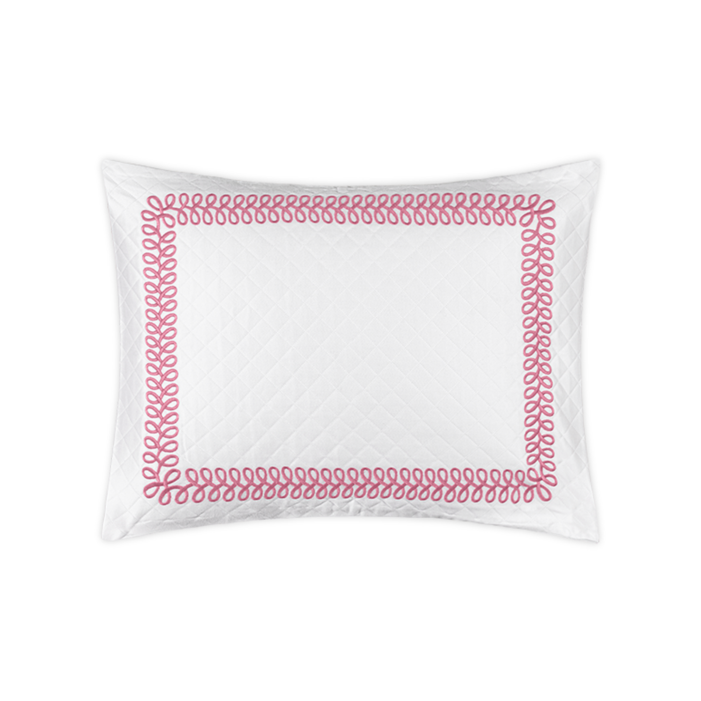 Boudoir Sham Silo of Matouk Schumacher Astor Braid Matelassé Bedding in Peony Color