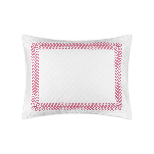 Boudoir Sham Silo of Matouk Schumacher Astor Braid Matelassé Bedding in Peony Color