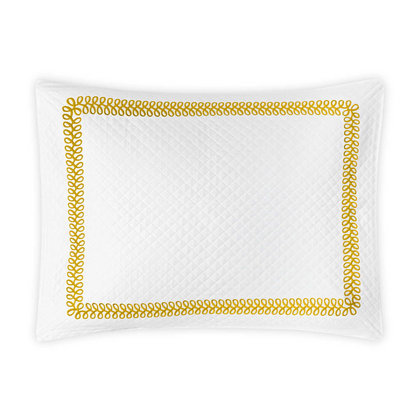 Sham Silo of Matouk Schumacher Astor Braid Matelassé Bedding in Lemon  Color