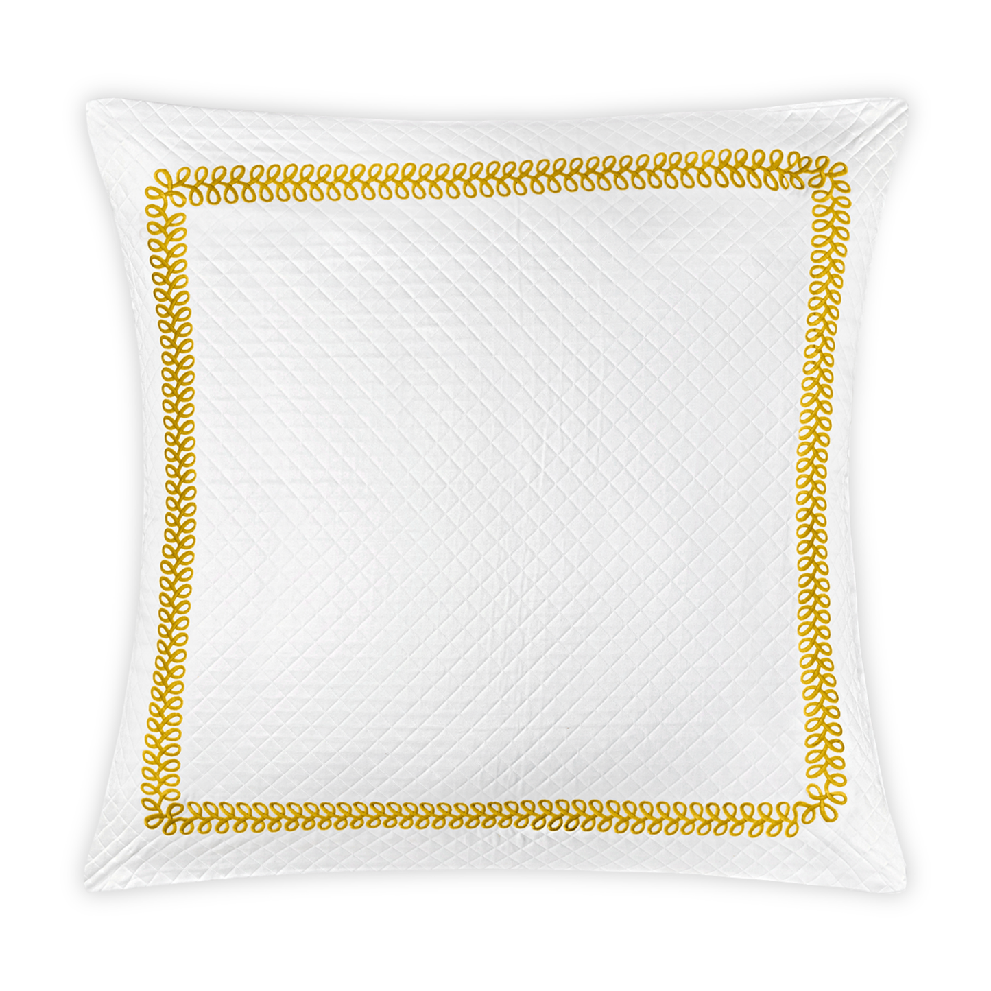 Euro Sham Silo of Matouk Schumacher Astor Braid Matelassé Bedding in Lemon  Color