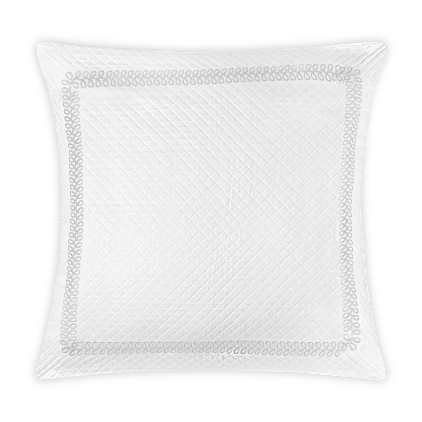 Euro Sham Silo of Matouk Schumacher Astor Braid Matelassé Bedding in Silver Color