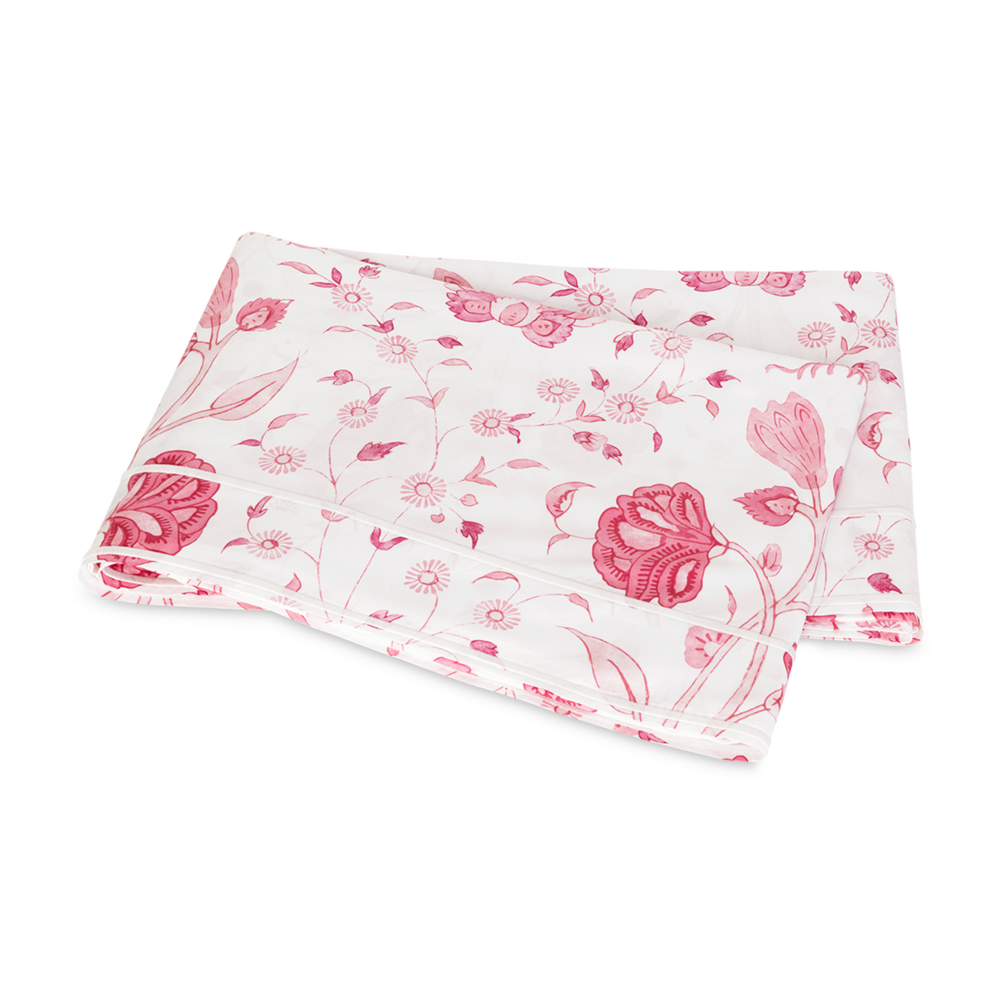 Folded Flat Sheet of Matouk Schumacher Khilan Bedding Color Peony