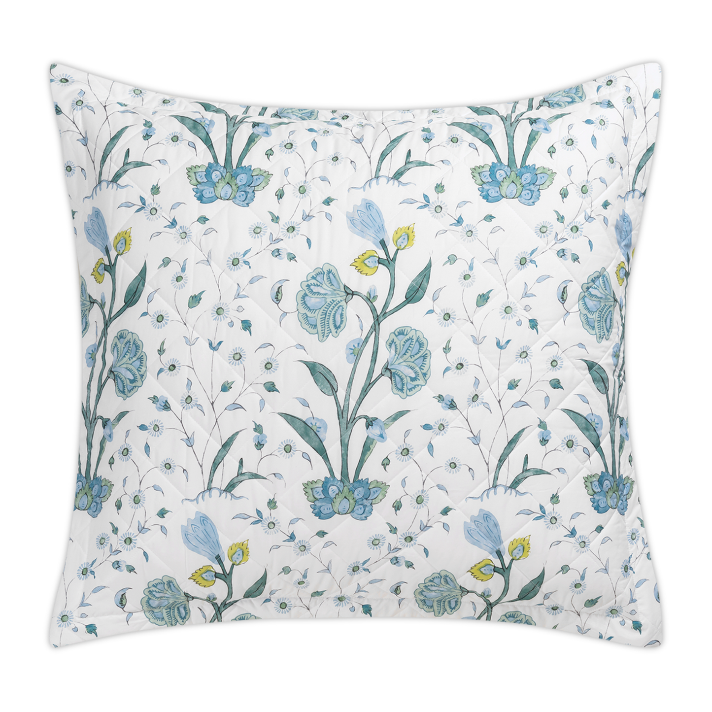 Quilted Euro Sham Silo of Matouk Schumacher Khilan Bedding Color Blue