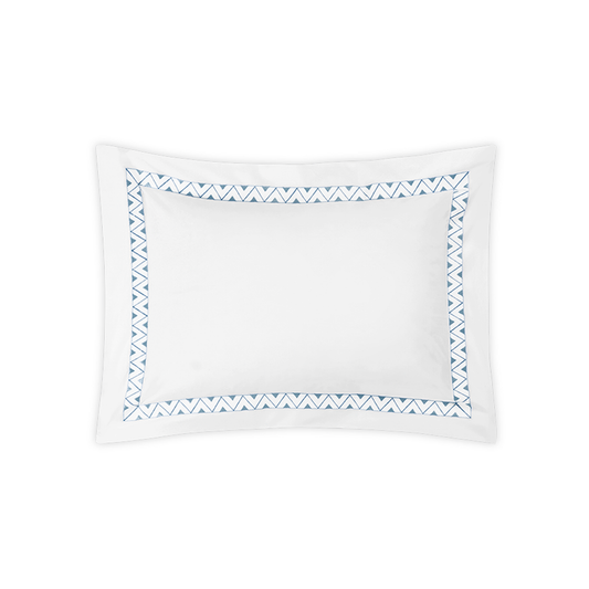 Clear Image of Matouk Schumacher Prado Bedding Buodoir Sham in Hazy Blue Color