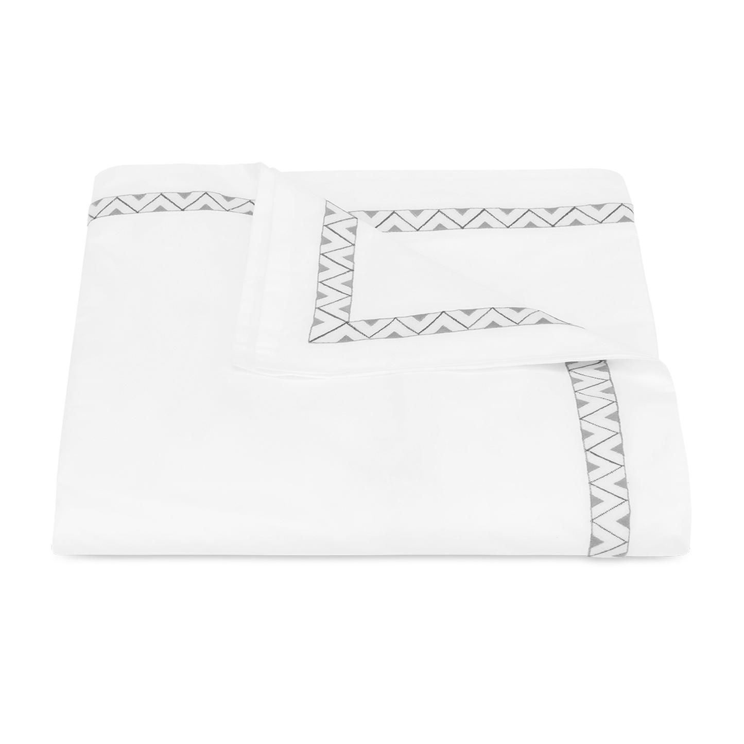 Clear Image of Matouk Schumacher Prado Bedding Duvet Cover in Nickel Color