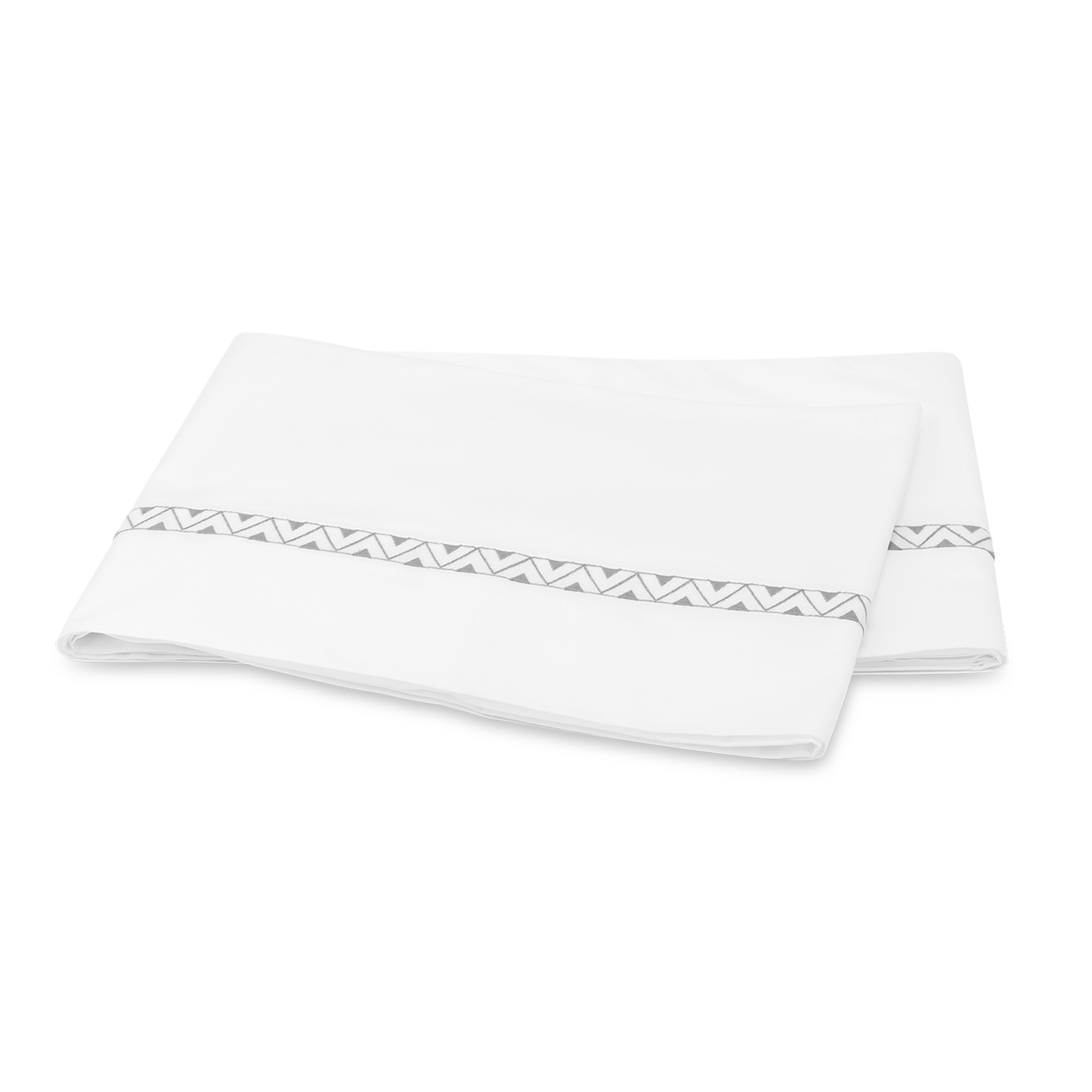 Clear Image of Matouk Schumacher Prado Bedding Flat Sheet in Nickel Color