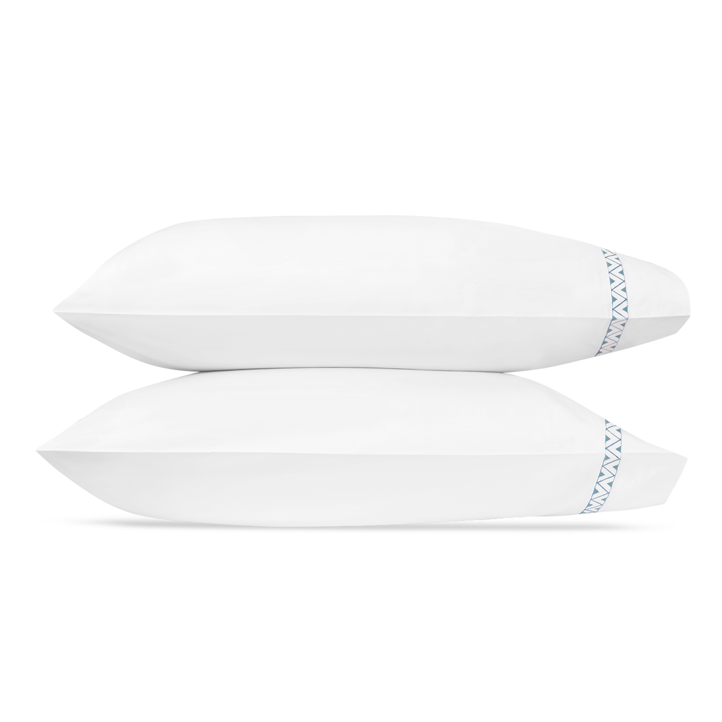 Clear Image of Matouk Schumacher Prado Bedding Pillowcases in Hazy Blue Color