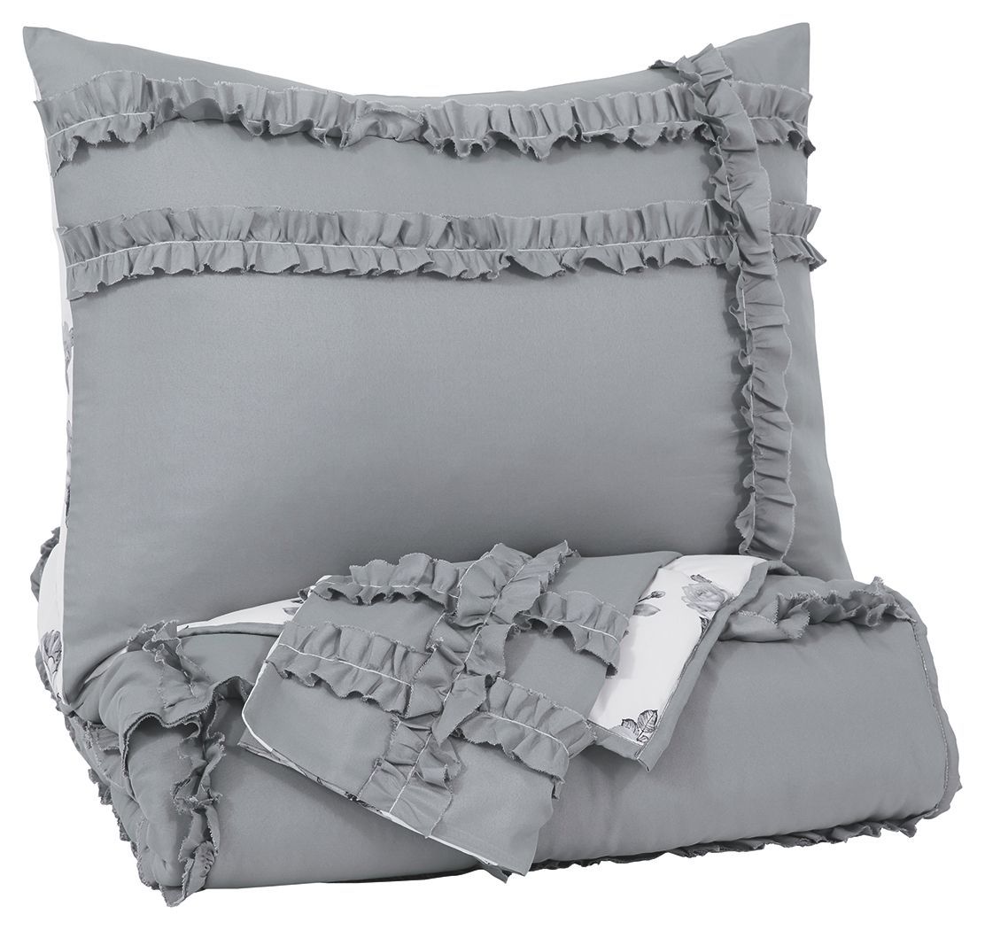 Meghdad - Gray/white - Twin Comforter Set