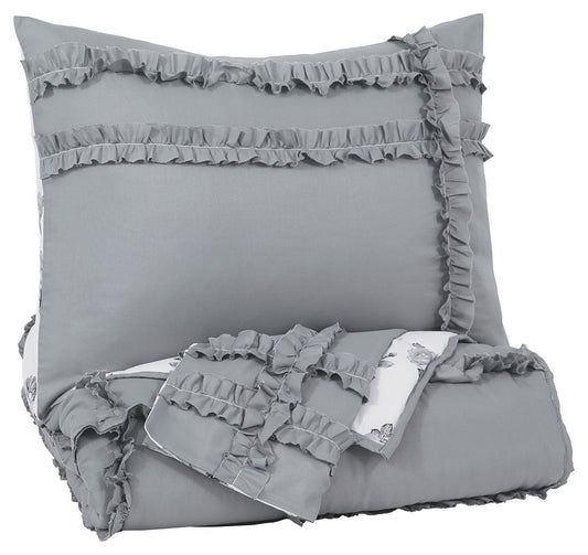 Meghdad - Gray/white - Twin Comforter Set